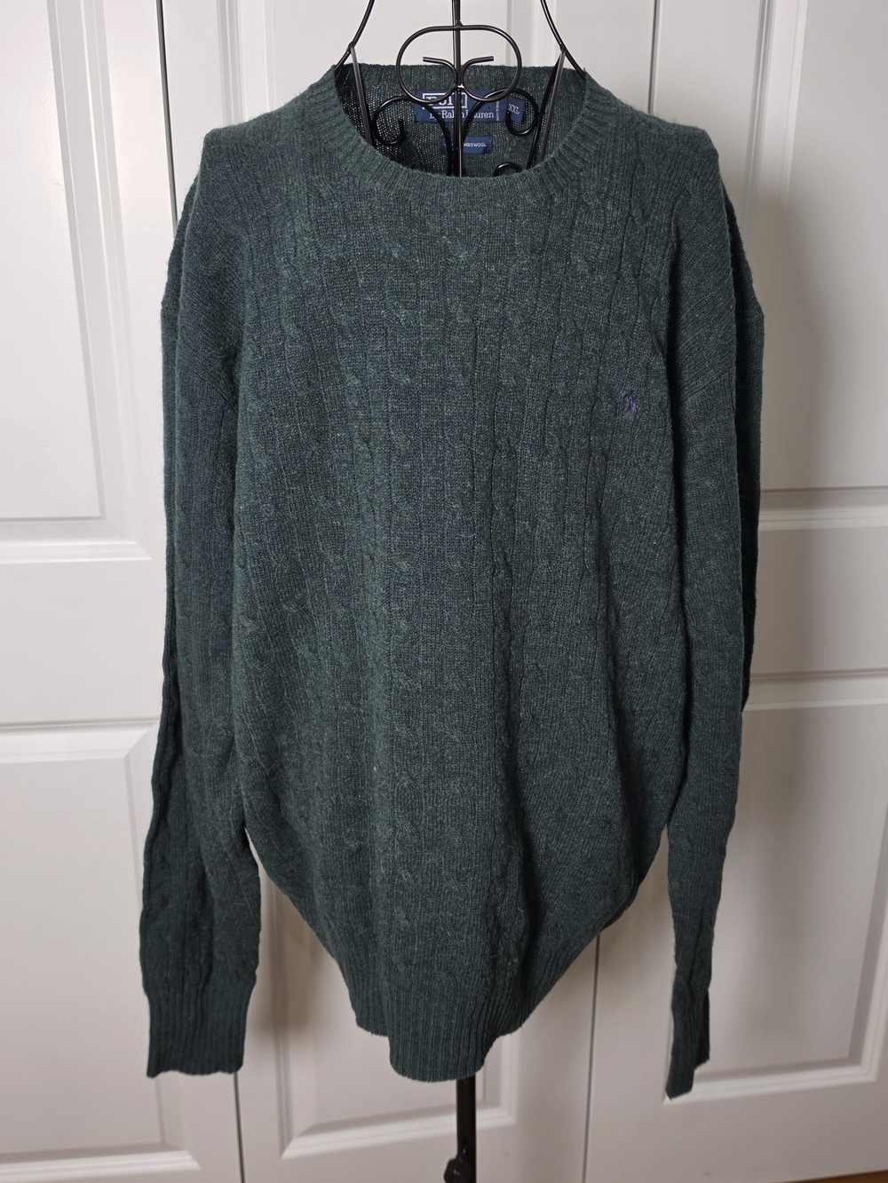 Polo Ralph Lauren XXL 100% Lambswool Cable Knit Sweater Green